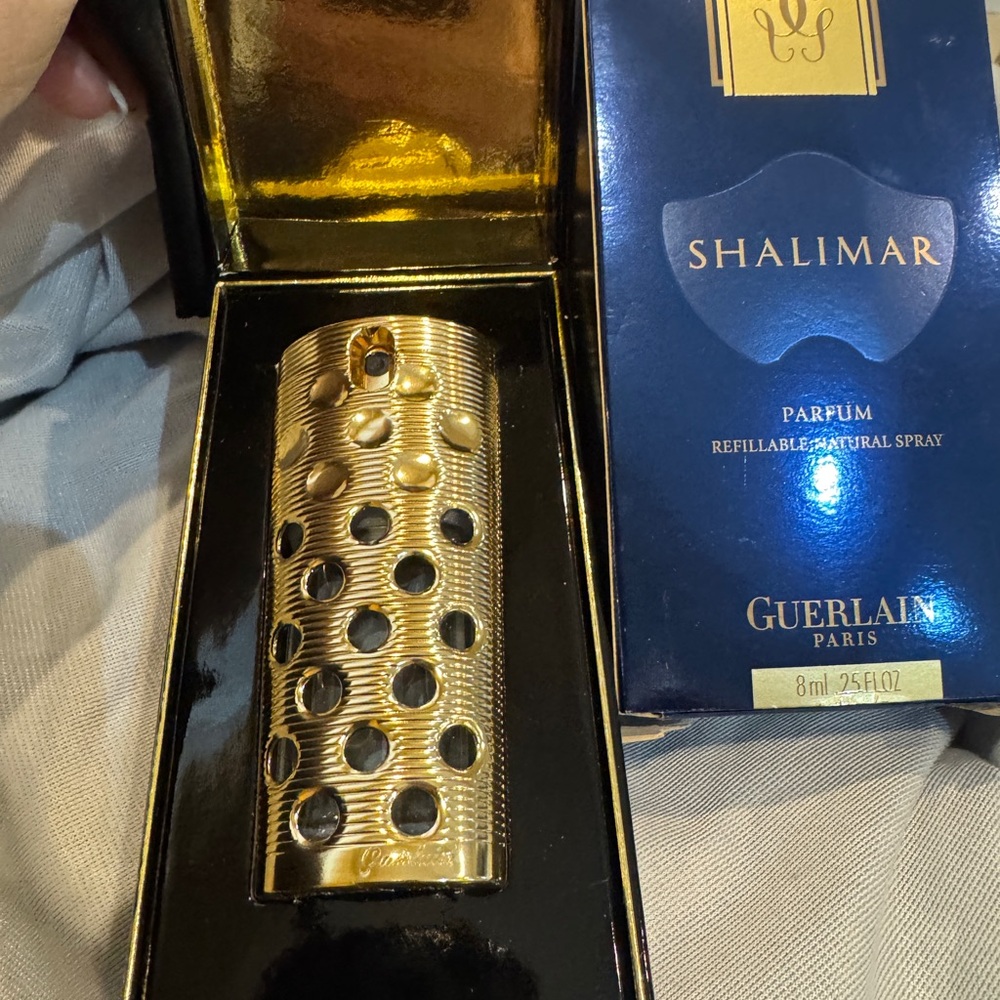 Guerlain Shalimar Gold Refillable Sprayer Atomizer Bottle in‎ Box  no perfume